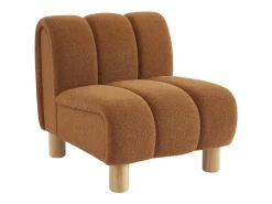 Sillón relax pies redondeados madera de hevea y borreguito camel