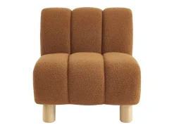 Sillón relax pies redondeados madera de hevea y borreguito camel