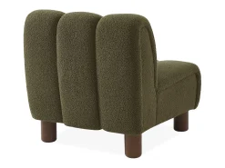 Sillón relax pies redondeados madera de hevea y borreguito kaki oscuro