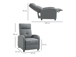 Sillón relax reclinable gris 67x87x98 cm HOMCOM