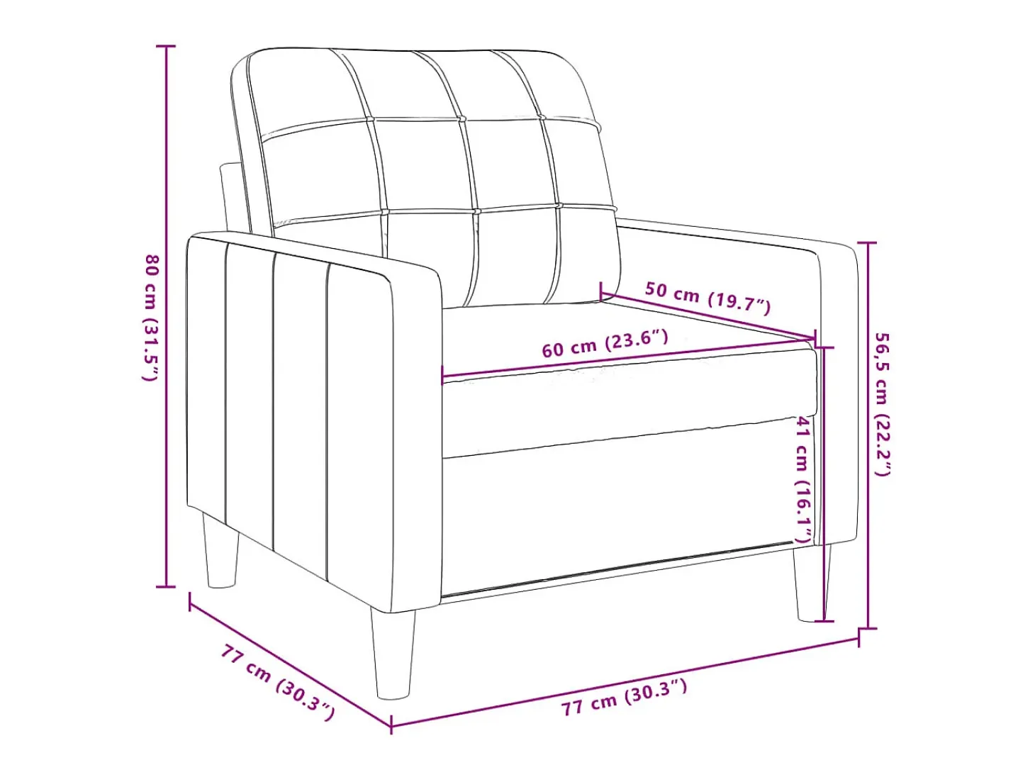 Sillón Rosa 60 cm Terciopelo
