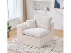 Sillón sencillo con cojín de pana - Beige