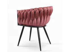 Sillón silla terciopelo diseño con reposabrazos cocina salón Chantilly - Rosa