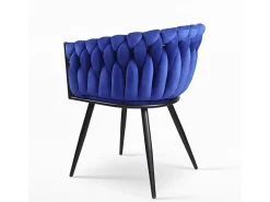 Sillón silla terciopelo diseño con reposabrazos cocina salón Chantilly - Azul Marino