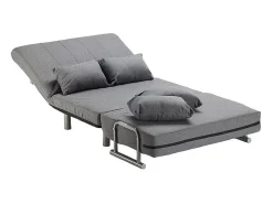 Sillón Sofá Cama Plegable Reposabrazos de tela Deborah Twin Dos Plazas - Gris