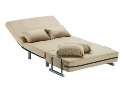 Sillón Sofá Cama Plegable Reposabrazos de tela Deborah Twin Dos Plazas - Beige