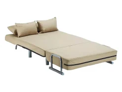 Sillón Sofá Cama Plegable Reposabrazos de tela Deborah Twin Dos Plazas - Beige