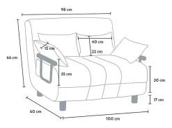 Sillón Sofá Cama Plegable Reposabrazos de tela Deborah Twin Dos Plazas - Amarillo