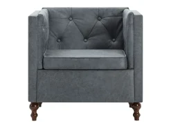 Sillón tapizado de tela gris
