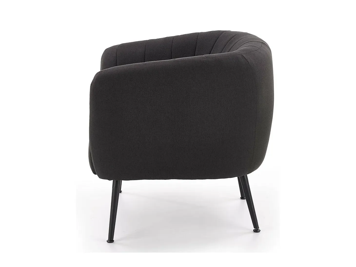 Sillón tapizado en tejido gris oscuro con patas de acero negro Dreamin
