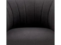 Sillón tapizado en tejido gris oscuro con patas de acero negro Dreamin