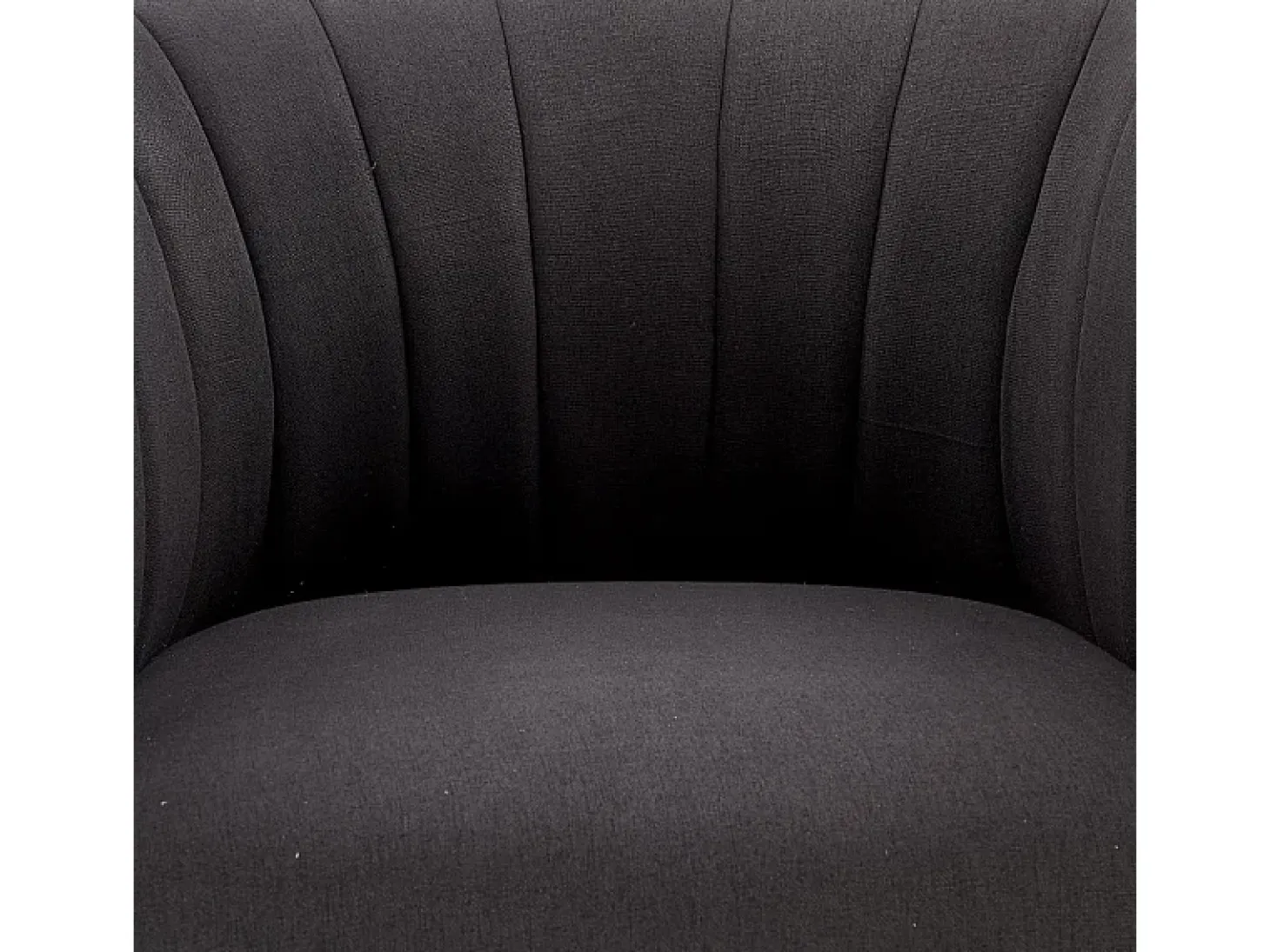 Sillón tapizado en tejido gris oscuro con patas de acero negro Dreamin