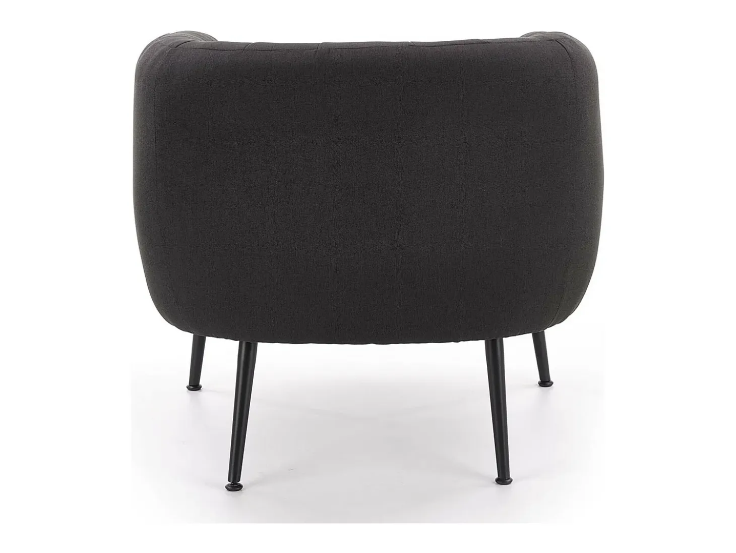 Sillón tapizado en tejido gris oscuro con patas de acero negro Dreamin
