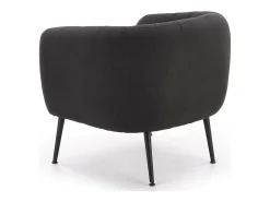 Sillón tapizado en tejido gris oscuro con patas de acero negro Dreamin