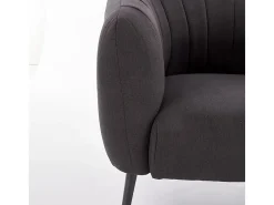 Sillón tapizado en tejido gris oscuro con patas de acero negro Dreamin
