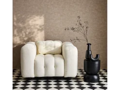 Sillón tapizado en tejido borreguito, 1 plaza crema