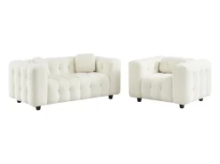 Sillón tapizado en tejido borreguito, 1 plaza crema