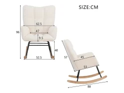 Sillón tapizado, estampado de cuadros suaves, para salón, dormitorio, mecedora, capacidad de peso 120 kg, color beige.