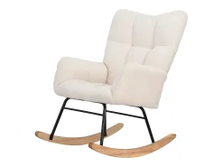 Sillón tapizado, estampado de cuadros suaves, para salón, dormitorio, mecedora, capacidad de peso 120 kg, color beige.