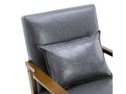 Sillón tapizado estilo vintage de madera maciza - Silla de oficina/dormitorio (68,5 x 81 x 80 cm) en piel sintética gris