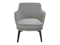 Sillón tela blanco y negro y polipiel marrón chocolate 5011 ANGEL CERDA