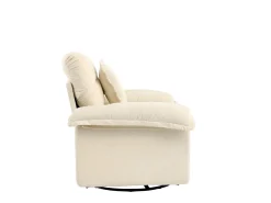 Sillón 116x84x96cm, giratorio 360°, con cojín de apoyo en color beige, para dormitorio, salón y habitación infantil.