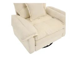 Sillón 116x84x96cm, giratorio 360°, con cojín de apoyo en color beige, para dormitorio, salón y habitación infantil.