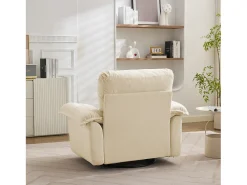 Sillón 116x84x96cm, giratorio 360°, con cojín de apoyo en color beige, para dormitorio, salón y habitación infantil.