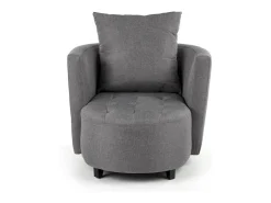 Sillón y reposapiés de tela gris con patas de madera maciza NOVA