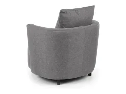 Sillón y reposapiés de tela gris con patas de madera maciza NOVA