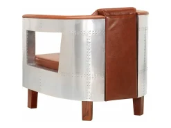 Sillon de aviador de cuero auténtico marrón