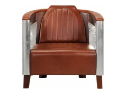 Sillon de aviador de cuero auténtico marrón