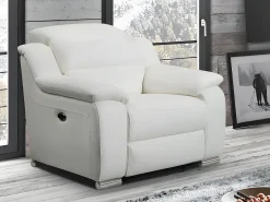 Sillon relax eléctrico de piel olor blanco marfil ARENA
