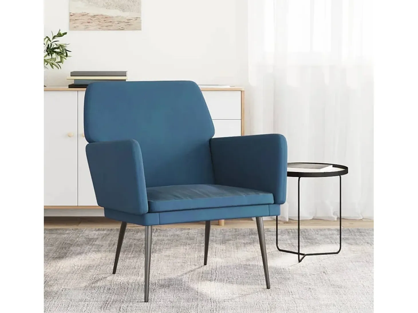 Silvenn Sillón de terciopelo azul 62x79x79 cm