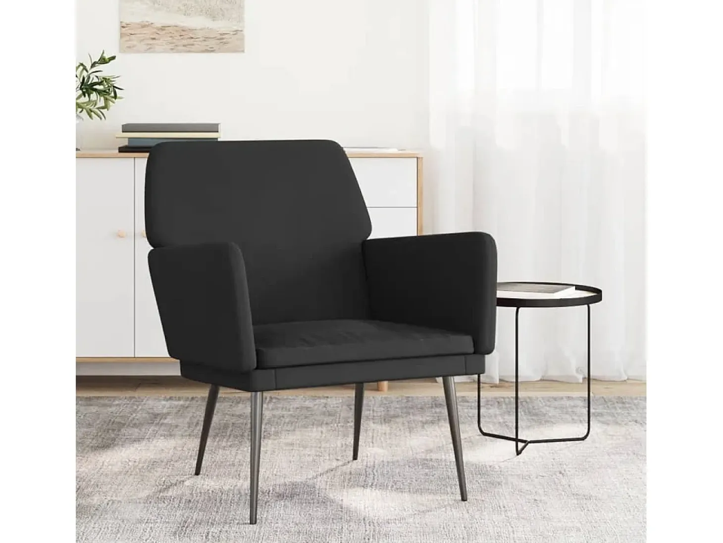 Silvenn Sillón de terciopelo negro 62x79x79 cm
