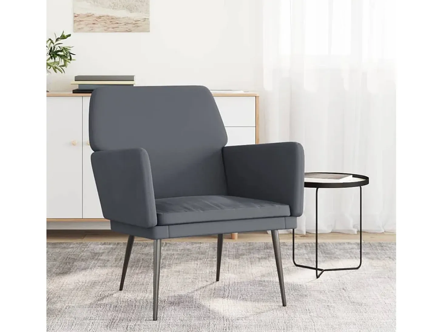 Silvenn Sillón de terciopelo gris oscuro 62x79x79 cm