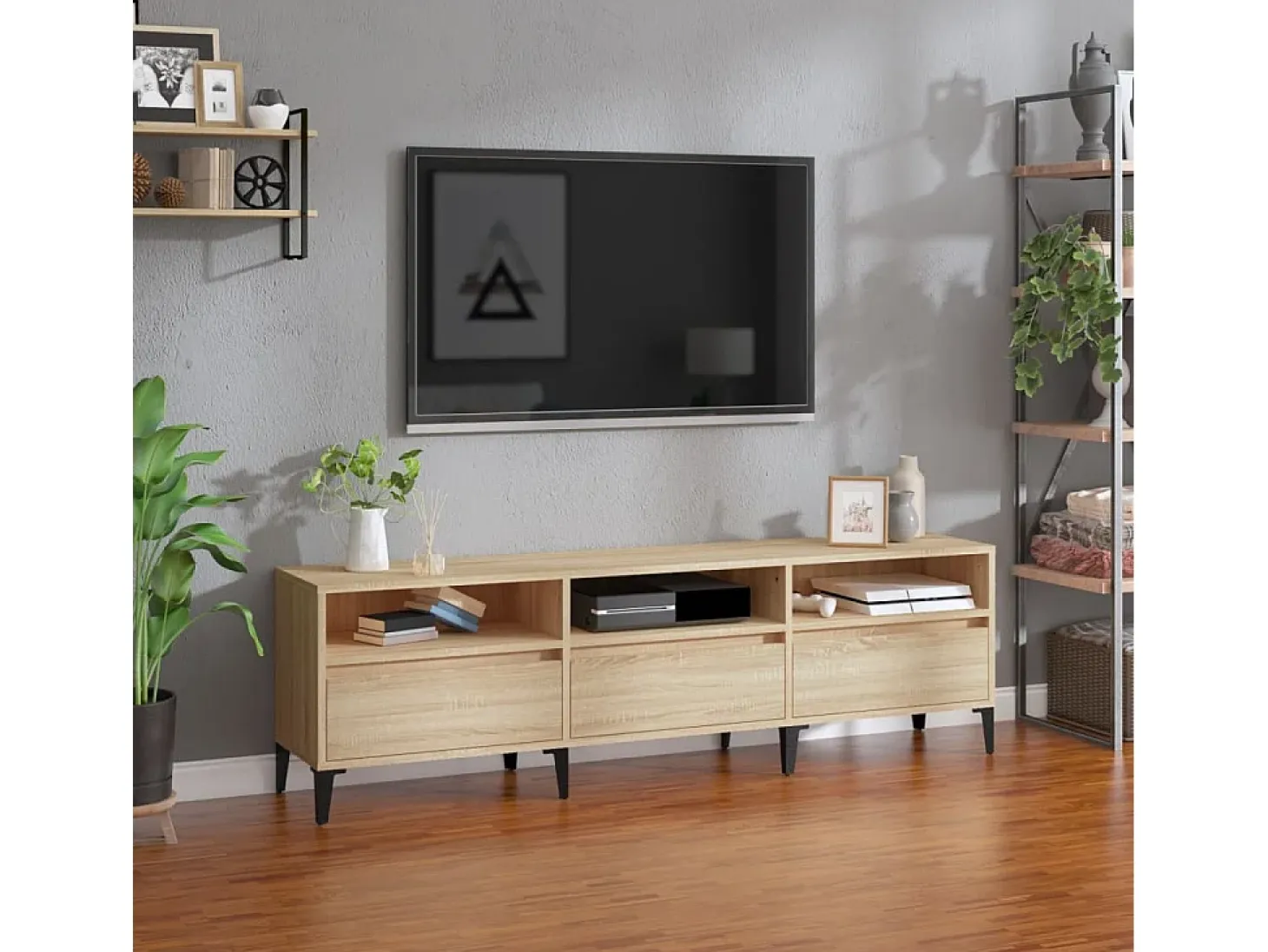 Simon-Pierre Mueble de TV madera contrachapada roble Sonoma 150x30x44,5 cm