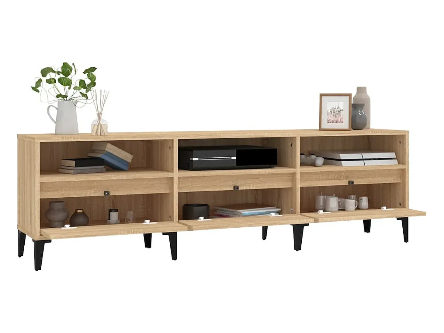 Simon-Pierre Mueble de TV madera contrachapada roble Sonoma 150x30x44,5 cm