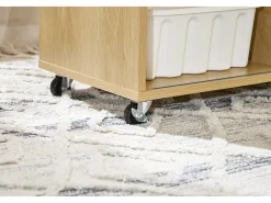 SoBuy FBT152-N - Mesa auxiliar con ruedas 2 puertas correderas Natural L30cm x An 70cm x Al 60cm