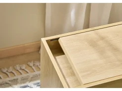 SoBuy FBT152-N - Mesa auxiliar con ruedas 2 puertas correderas Natural L30cm x An 70cm x Al 60cm