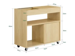 SoBuy FBT152-N - Mesa auxiliar con ruedas 2 puertas correderas Natural L30cm x An 70cm x Al 60cm