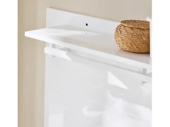 SoBuy FHK36-W Estante de Pared con 4 Ganchos Blanco 100 x 70 cm