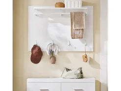 SoBuy FHK36-W Estante de Pared con 4 Ganchos Blanco 100 x 70 cm