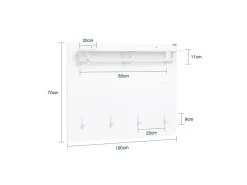 SoBuy FHK36-W Estante de Pared con 4 Ganchos Blanco 100 x 70 cm