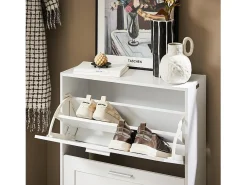 SoBuy FSR137-W Zapatero estrecho con 2 Solapas 60 x 25 x 80 cm Blanco