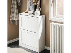 SoBuy FSR137-W Zapatero estrecho con 2 Solapas 60 x 25 x 80 cm Blanco