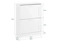 SoBuy FSR137-W Zapatero estrecho con 2 Solapas 60 x 25 x 80 cm Blanco