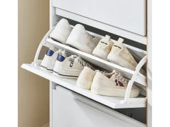 SoBuy FSR189-WN Zapatero con 3 Solapas y 1 Puerta 80x34x122 cm Blanco