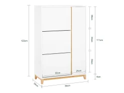 SoBuy FSR189-WN Zapatero con 3 Solapas y 1 Puerta 80x34x122 cm Blanco