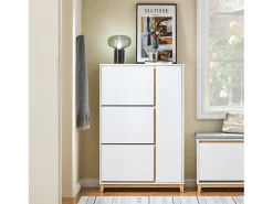 SoBuy FSR189-WN Zapatero con 3 Solapas y 1 Puerta 80x34x122 cm Blanco